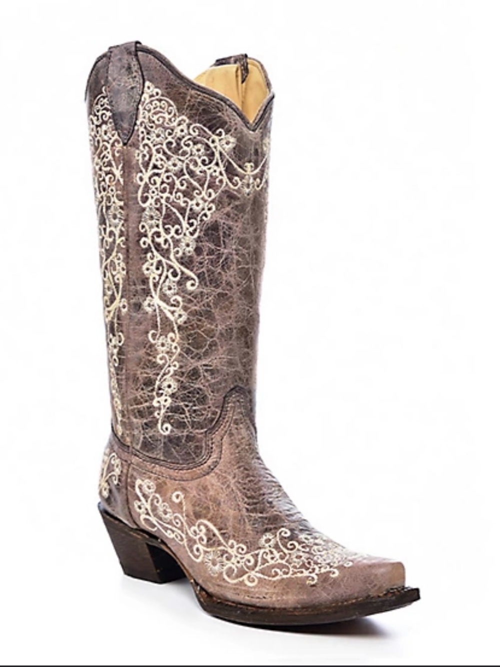 Women's Brown Embroidered Corral Western Heeled Boot 👢